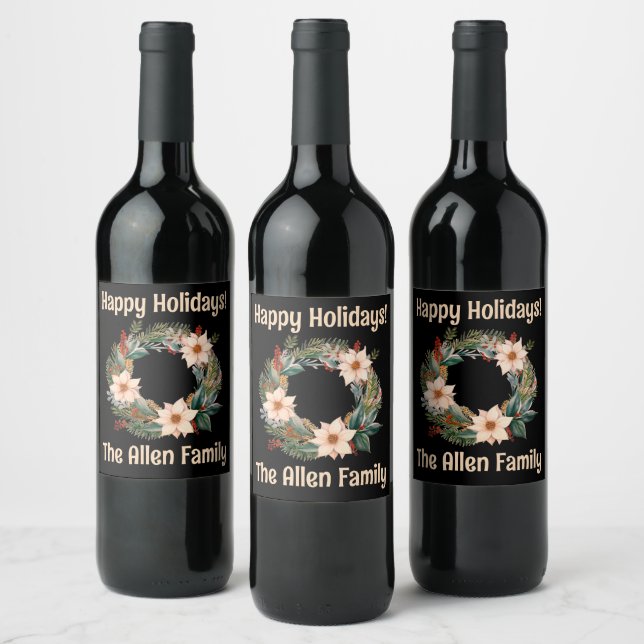 Gorgeous holiday wine bottle personalized vinflaska etikett (Flaskor)
