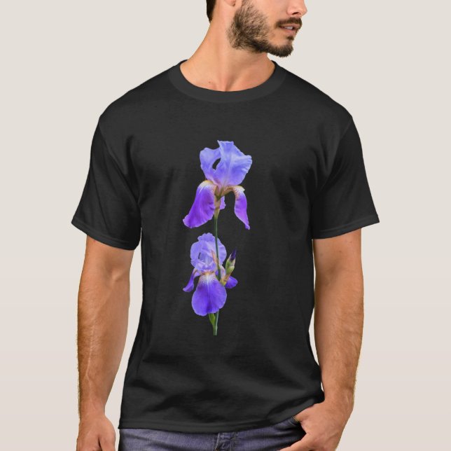 Gorgeous Iris Purple Exotic on White Shapes Mania  T Shirt (Framsida)
