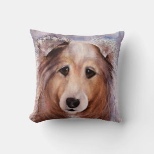 GORGEOUS MONOGRAM WATERCOLOR COLLIE PORTRÄTT KUDDE