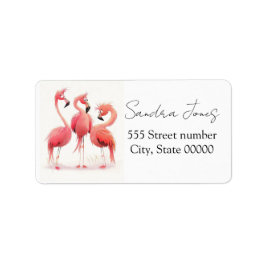 Gorgeous one of a-kind address labels flamingo adressetikett