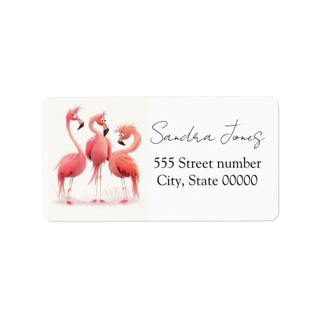 Gorgeous one of a-kind address labels flamingo adressetikett (Framsidan)