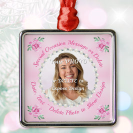 Gorgeous Pink Ornament with PHOTO or Delete Photo