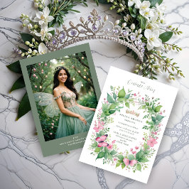 Gorgeous Spring Tiara Green & Pink Floral Spanish  Inbjudningar