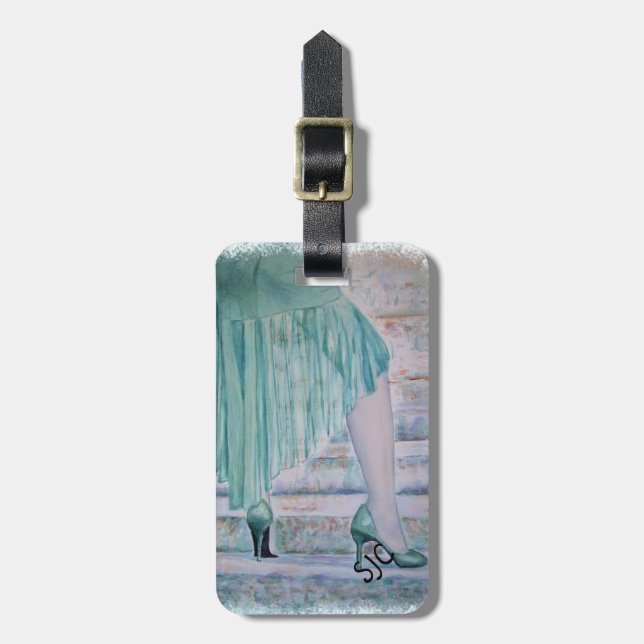 GORGEOUS STAIRCASE POSE PERSONLIG LUGGAGE TAG BAGAGEBRICKA (Vertikal Framsida)