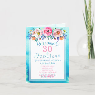 Gorgeous Watercolor Blommigt 30 och Fabulous Inbjudan