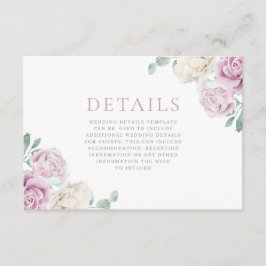 Gorgeous White & Blush Floral Wedding Details Tilläggskort