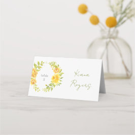 Gorgeous Yellow Floral Place Card Placeringskort
