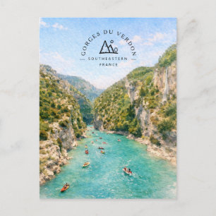 Gorges Du Verdon Sydöstra Frankrike Akvarell Helg Vykort