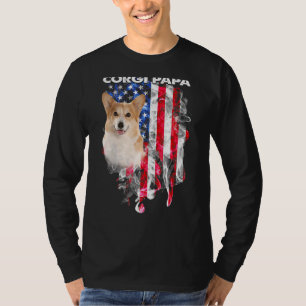 Gorgi Hund USA flagga Lycklig, Fars dag 4:e Pappa T Shirt
