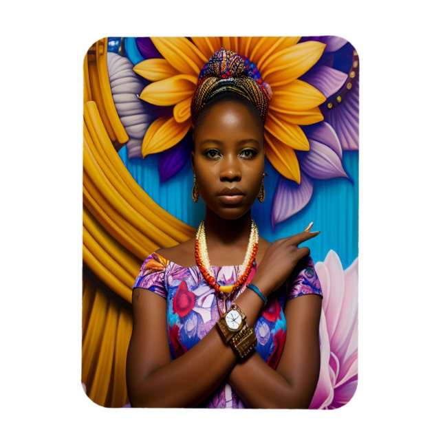 Gorgisk afrikansk kvinna med klocka magnet (Vertikal)