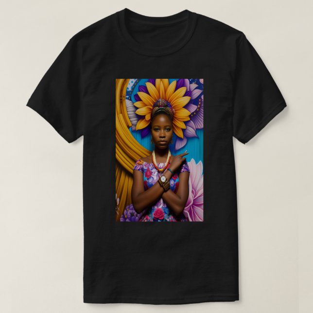 Gorgisk afrikansk kvinna med klocka t shirt (Design framsida)