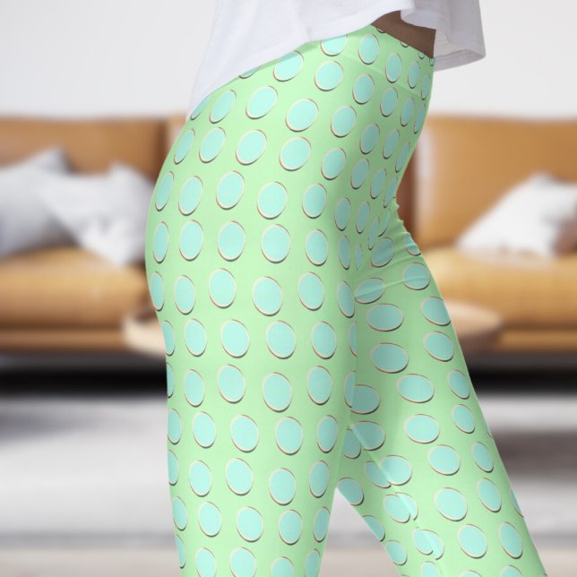 Gorgisk Blue- and Sea Grönt Polka Dot Mönster Leggings (Gorgeous Blue and Sea Green Polka Dot Pattern Leggings)