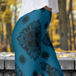 Gorgisk Blue Ocean Mandela Mönster Leggings