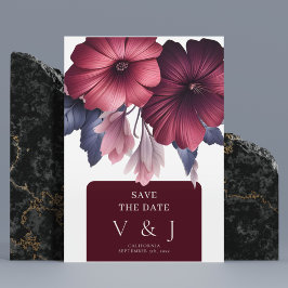 Gorgisk Burgundy  Rosa-Blommigt Spara datum Inbjudningar