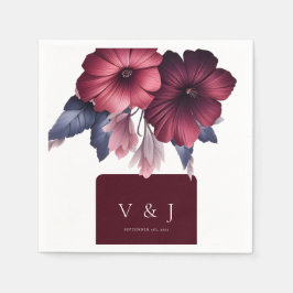 Gorgisk Burgundy  Rosa Magnolia Bröllop Pappersservett