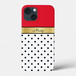 Gorgisk Cherry Red, Guld, White & Black Polka Dot