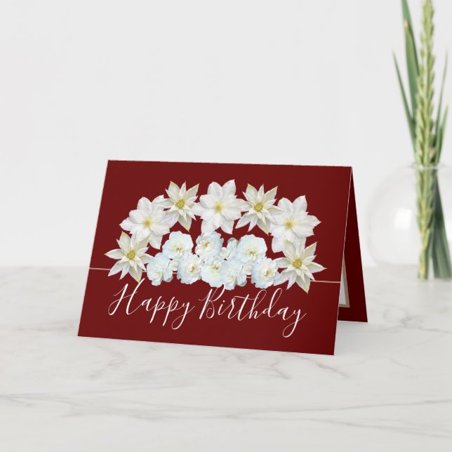 Gorgisk Chic Blommigt Bouquet White Flower Birthda Kort (Framsida)