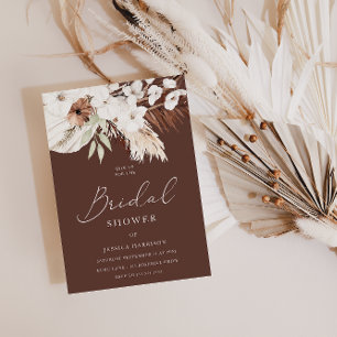 Gorgisk Chocolate Boho Vit Blommigt Möhippa Inbjudningar