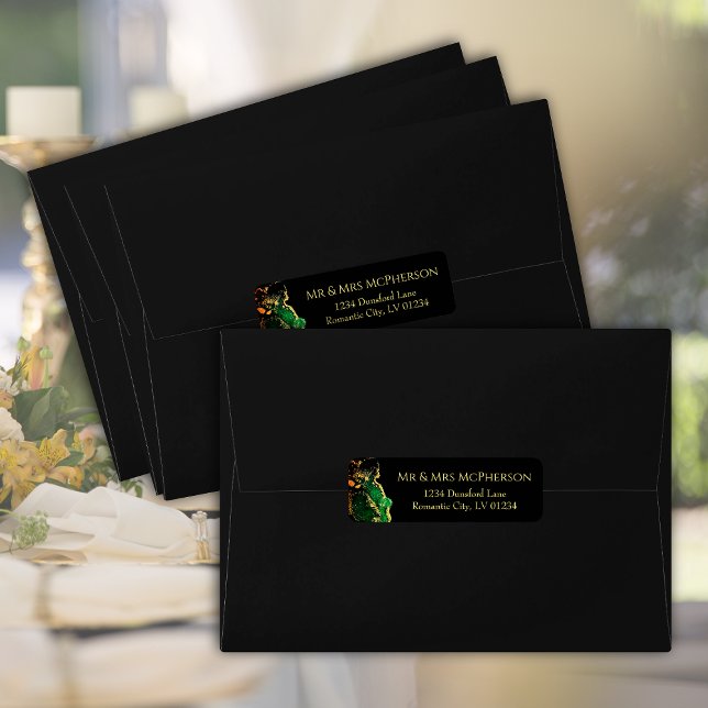 Gorgisk Grönt Black Bronze Guld Returadress Returadress Etikett (Gorgeous Green Black Bronze Gold Return Address Label)