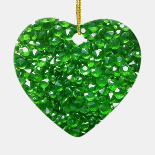Gorgisk Grönt Crystals Ceramic Heart Ornament (Framsidan)