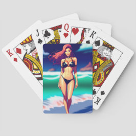 Gorgisk hona som betar sig som bikini-spelkort casinokort