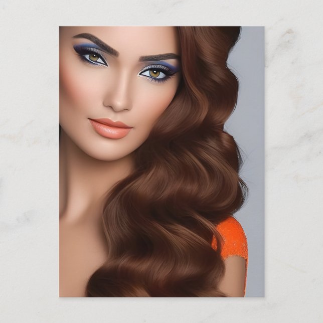 Gorgisk, långfristig kvinna i Orange Vykort (Framsida)