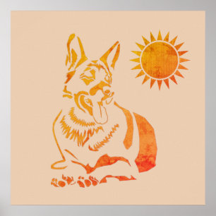 Gorgisk minimalistisk tysk shepherd Poster