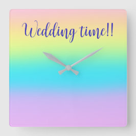 Gorgisk Pastel Rainbow Gradient Bröllop Fyrkantig Klocka