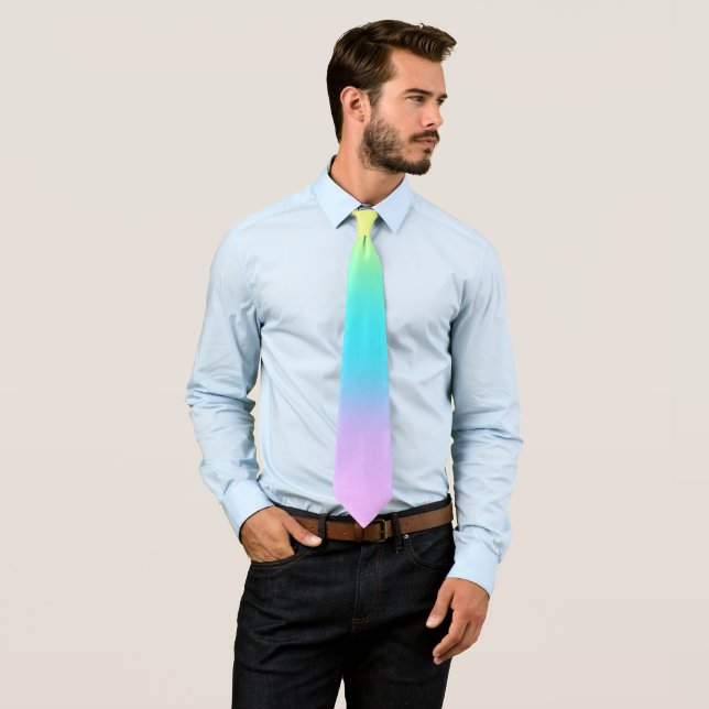 Gorgisk Pastel Rainbow Gradient Bröllop Necktie Slips (In Situ)