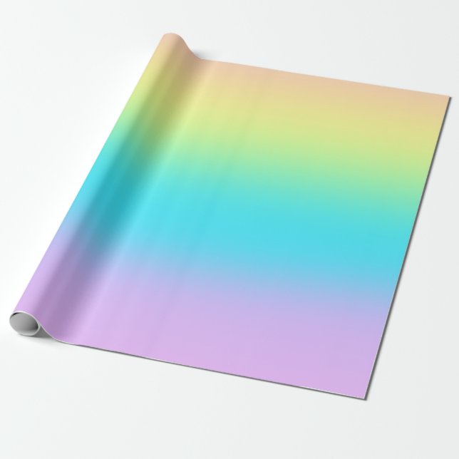 Gorgisk Pastel Rainbow Gradient Bröllop Presentpapper (Utrullad)