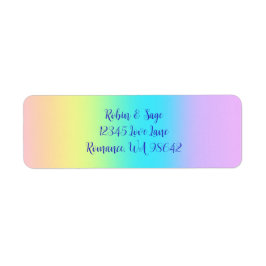 Gorgisk Pastel Rainbow Gradient Bröllop Returadress Etikett