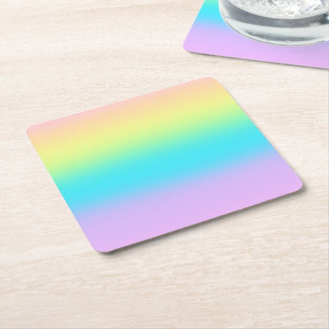 Gorgisk Pastel Rainbow Gradient Bröllop Underlägg Papper Kvadrat (Vinklad)