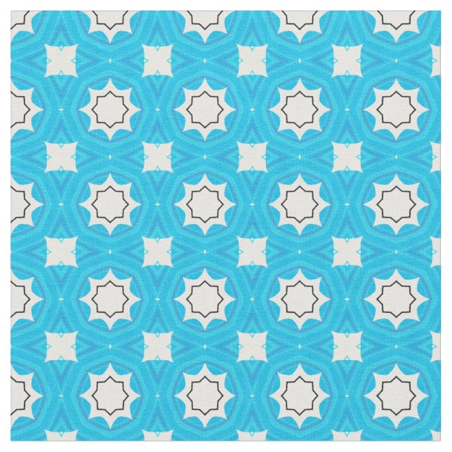 Gorgisk turkos blå med geometrisk mönster tyg (Närbild)