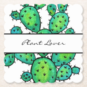 Gorgisk vattenfärg Prickly Cactus Underlägg Papper