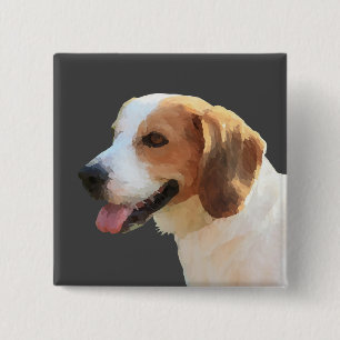 Gorgisk vattenfärgsknapp Lycklig Beagle Knapp