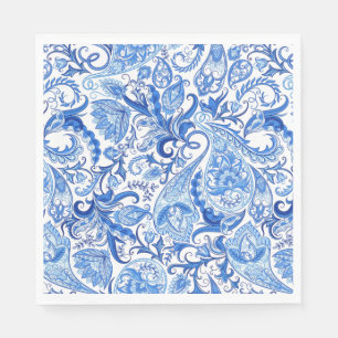 Gorglig blå vit Blommigt Paisley Art Mönster Pappersservett
