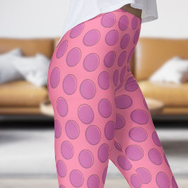 Gorglig Blek Violet Rosa Polka Dot Mönster Leggings