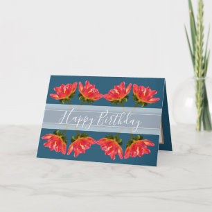 Gorglig Blommigt Bouquet Red Dahlia Flower Birthda Kort