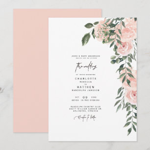 Gorglig  Blommigt Bride Parents Bröllop Inbjudningar