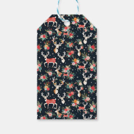 Gorglig Blommigt för julrenar Presentetikett