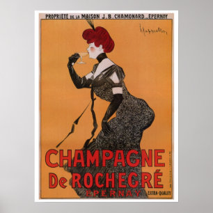 Gorglig champagne med art nouveau Fransk-champagne Poster