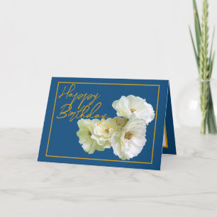 Gorglig Chic Vit ros Blommigt Bouquet Birthday Kort