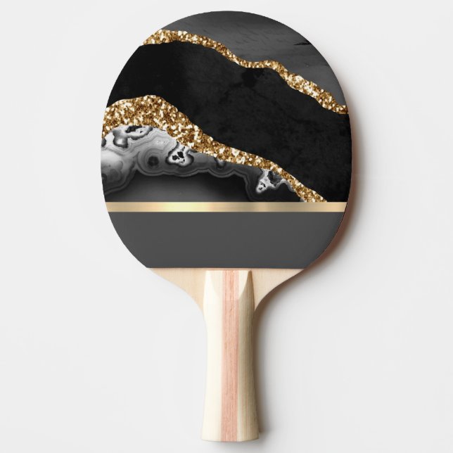 Gorglig design för svart och Guld marble Pingisracket (Framsidan)