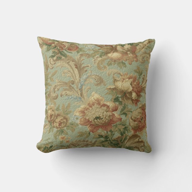 Gorglig gammal World Antique Blommigt Faux Struktu Kudde (Framsida)