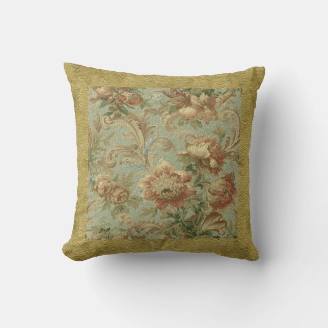 Gorglig gammal World Antique Blommigt Faux Struktu Kudde (Framsida)