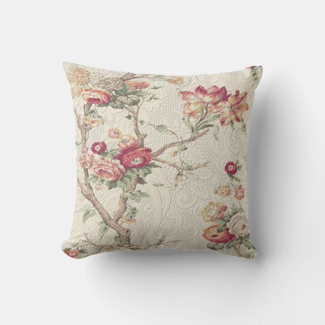 Gorglig gammal World Antique Blommigt Faux Struktu Kudde (Framsida)