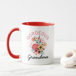 Gorglig Grandma Retro-Blommigt Flower Personalize Mugg