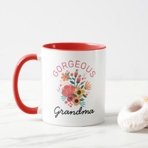 Gorglig Grandma Retro-Blommigt Flower Personalize Mugg