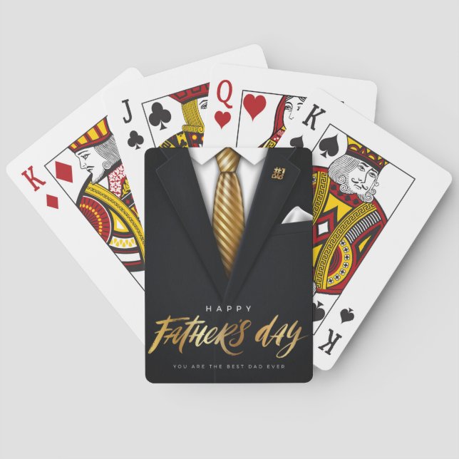 Gorglig Guld White Black Lycklig Fars dag Casinokort (Baksidan)