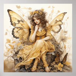 Gorglig Gult Fantasy Fairy Poster